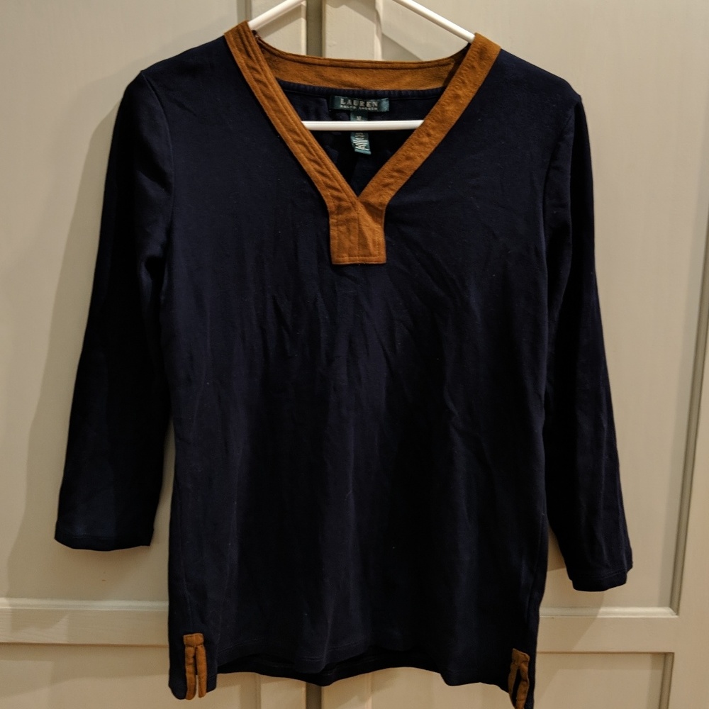 Lauren by Ralph Lauren Blouse with Suede Accents - Picture 3 of 8